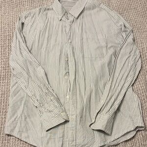Striped Men's Shirt - Gray and White